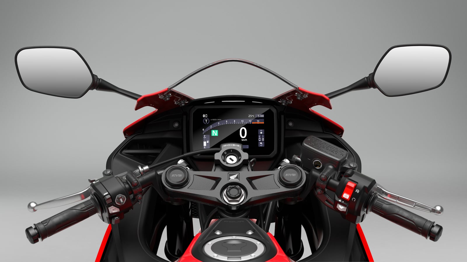 Painel e comandos da CBR500R Four, com o ecrã TFT de 5 polegadas