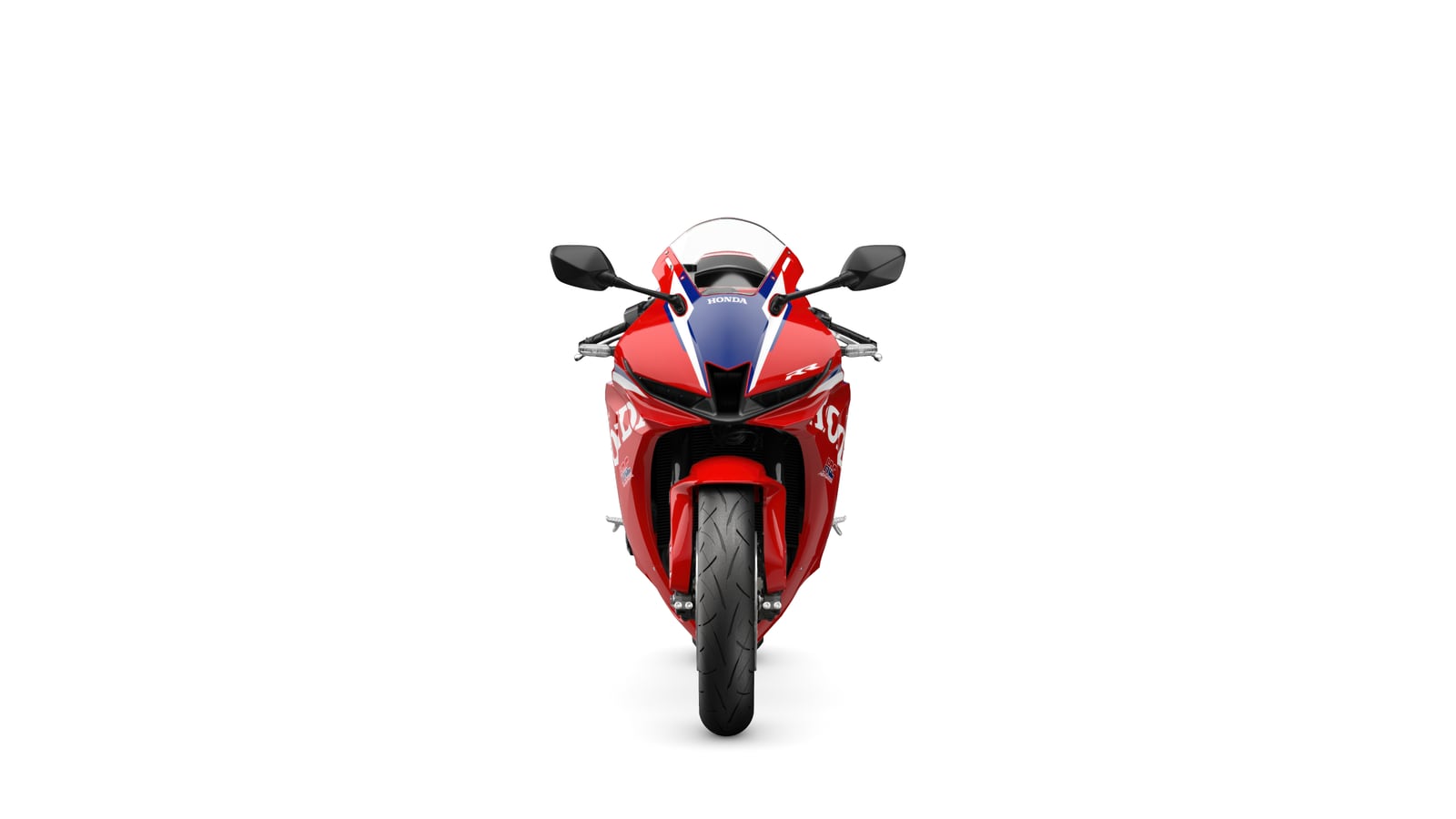 A frente da CBR600RR de 2027, com as asas integradas por baixo dos faróis